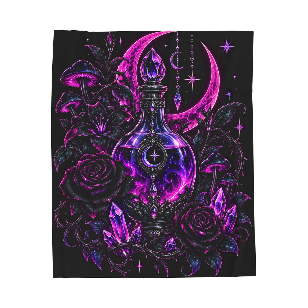 Neon Mystic Moon Potion Velveteen Plush Blanket