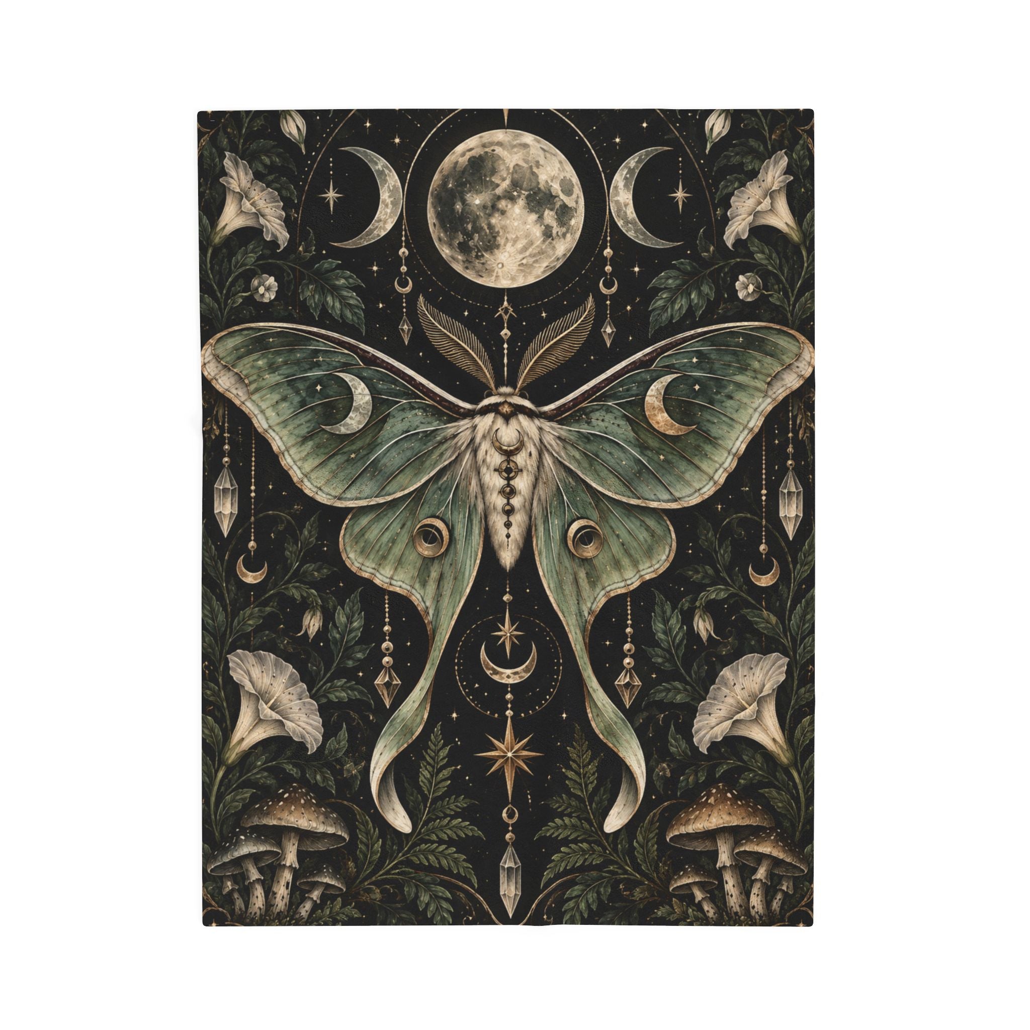 Velveteen Plush Blanket - Mystic Luna Moth