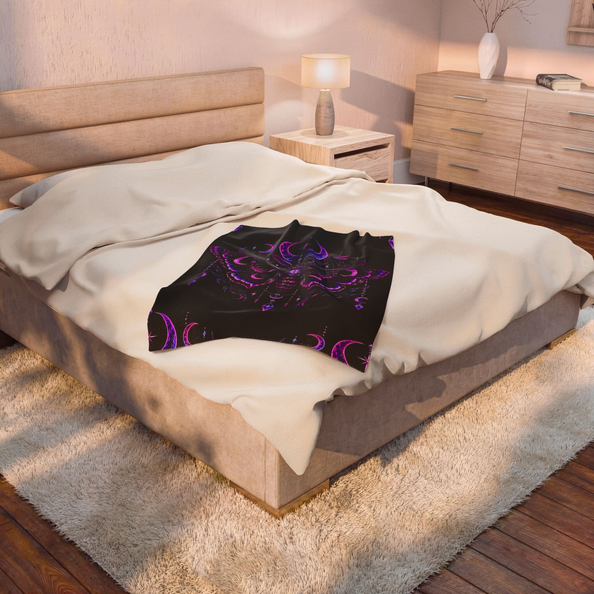 Mystic Moth Velveteen Plush Blanket