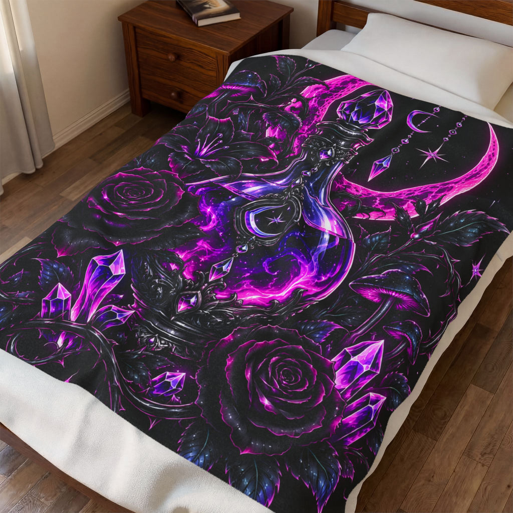 Neon Mystic Moon Potion Velveteen Plush Blanket