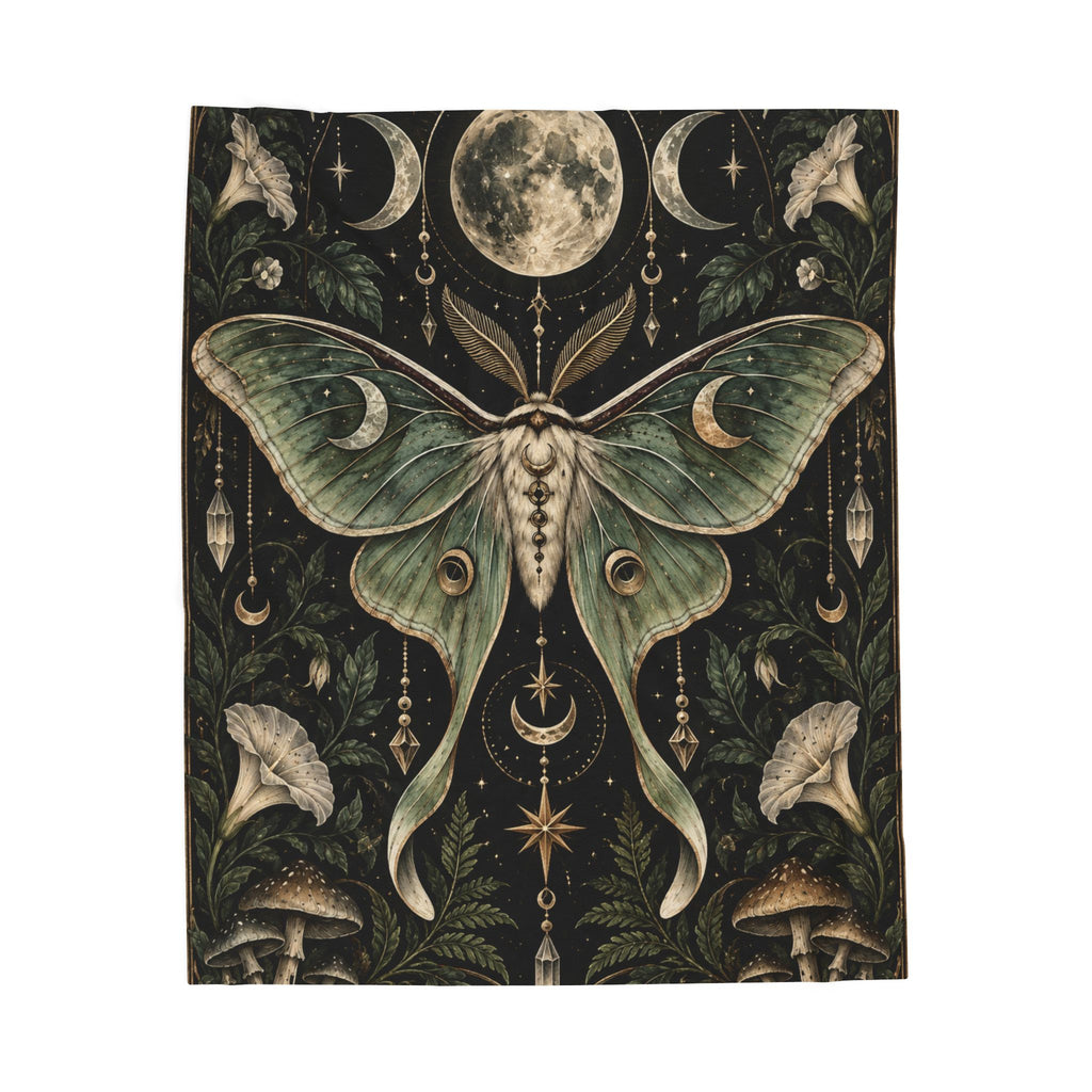 Velveteen Plush Blanket - Mystic Luna Moth