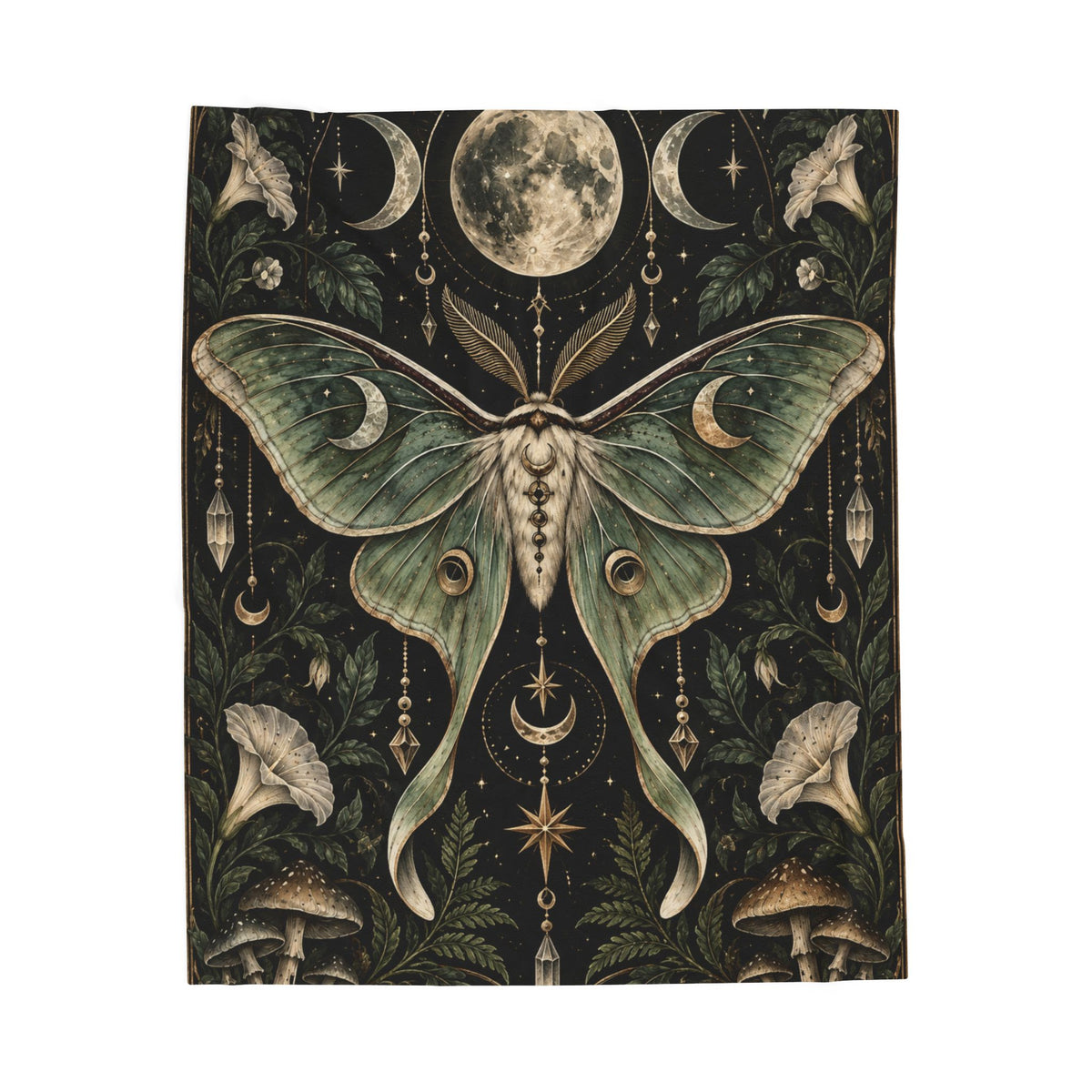 Velveteen Plush Blanket - Mystic Luna Moth