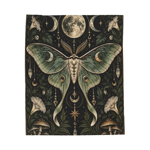 Velveteen Plush Blanket - Mystic Luna Moth