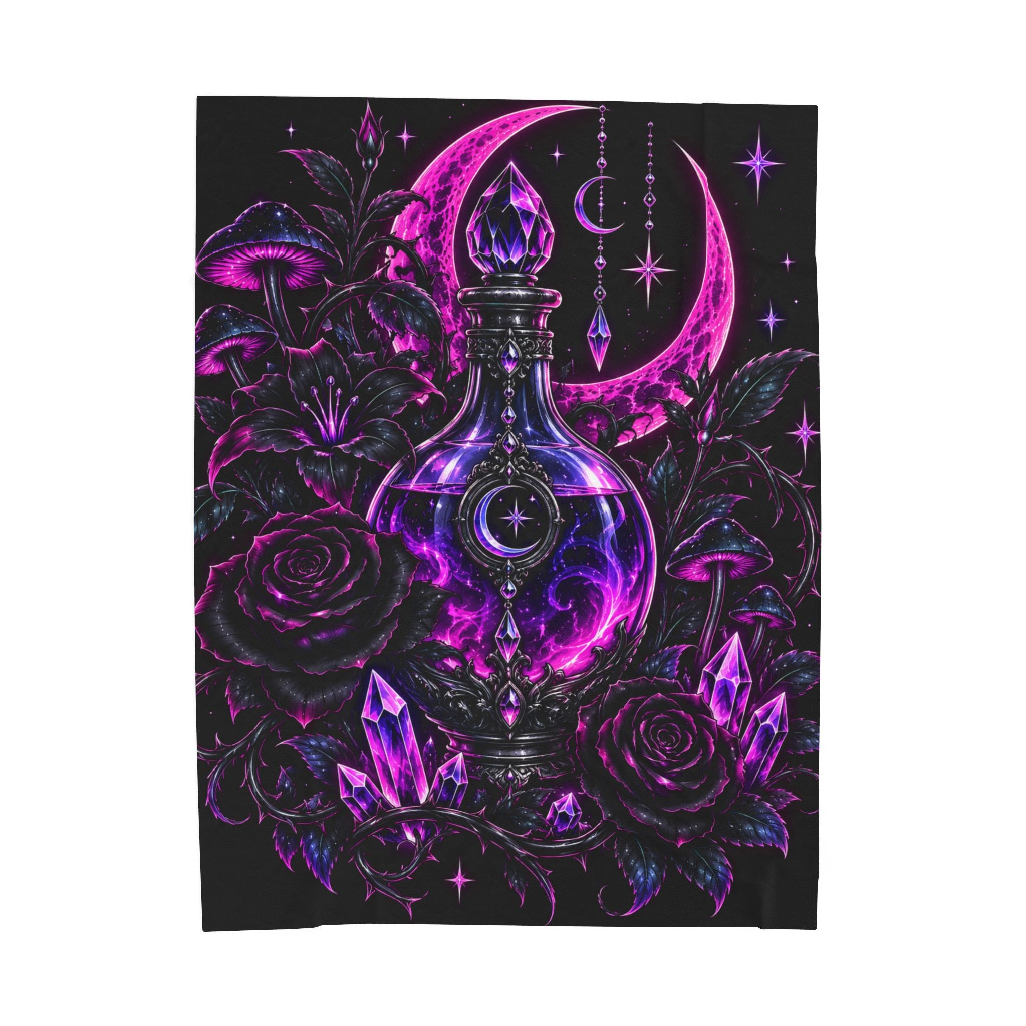 Neon Mystic Moon Potion Velveteen Plush Blanket