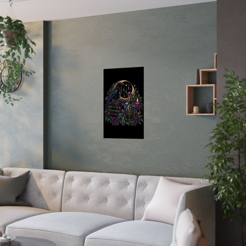 Jewel-tone Mystic Raven Potion Satin Poster