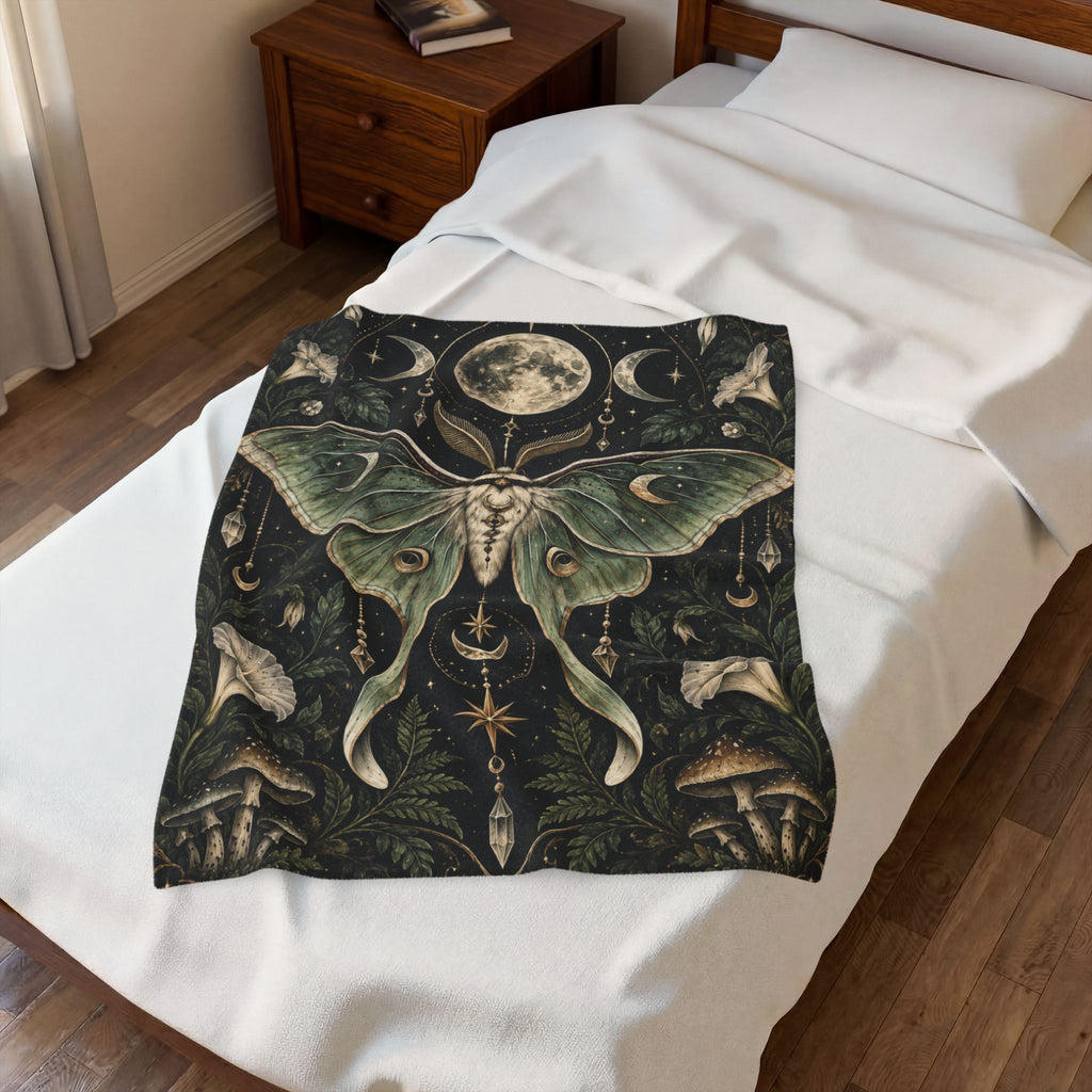 Velveteen Plush Blanket - Mystic Luna Moth