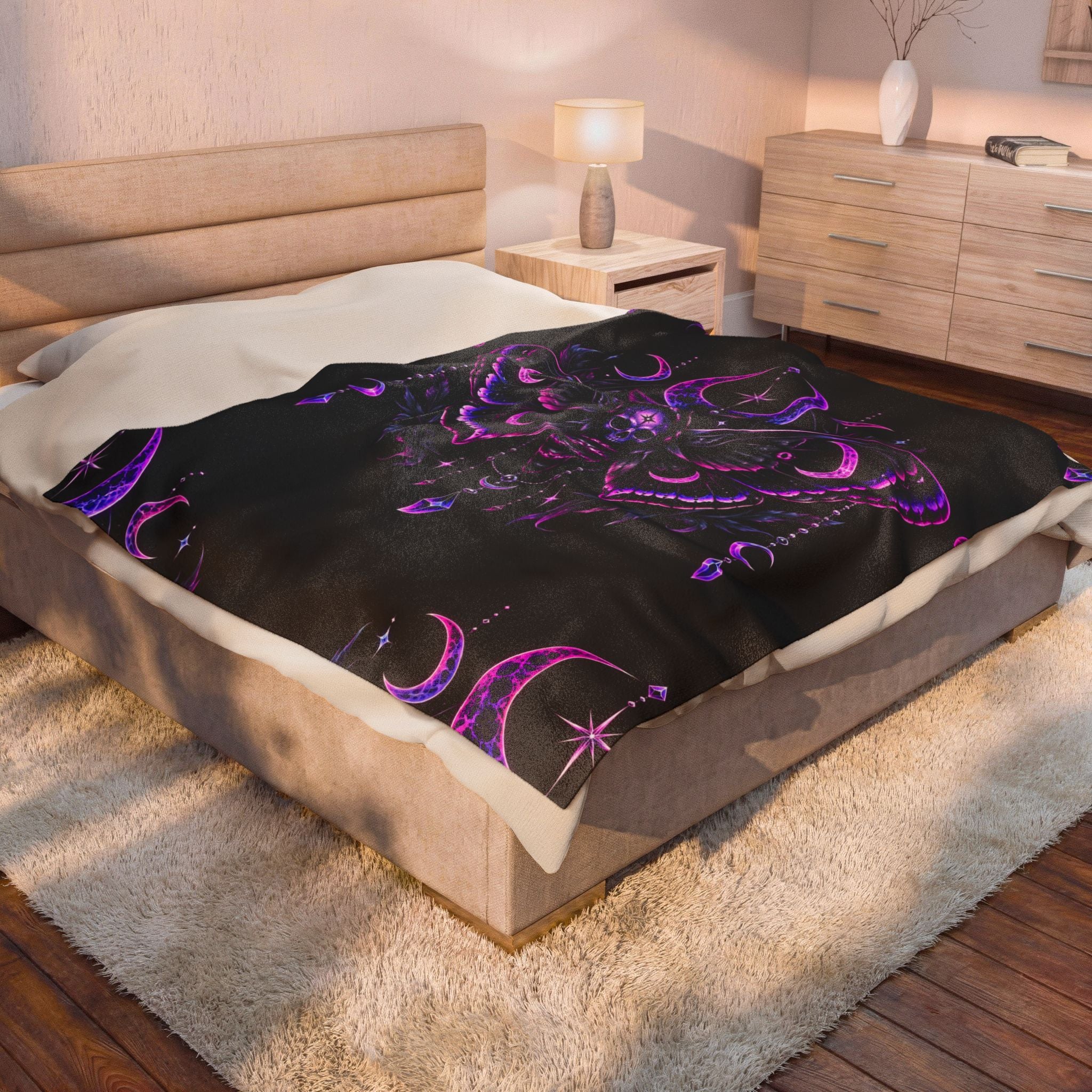 Mystic Moth Velveteen Plush Blanket