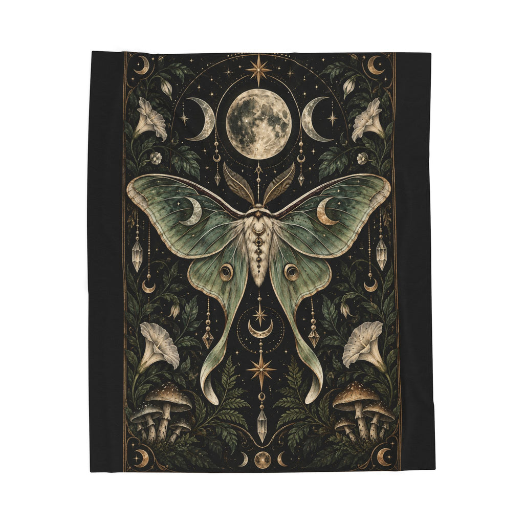 Shadow Velveteen Plush Blanket - Mystic Luna Moth