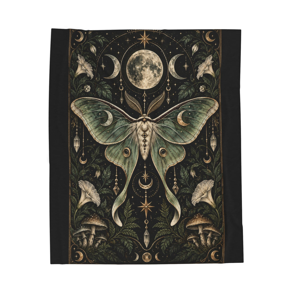 Shadow Velveteen Plush Blanket - Mystic Luna Moth