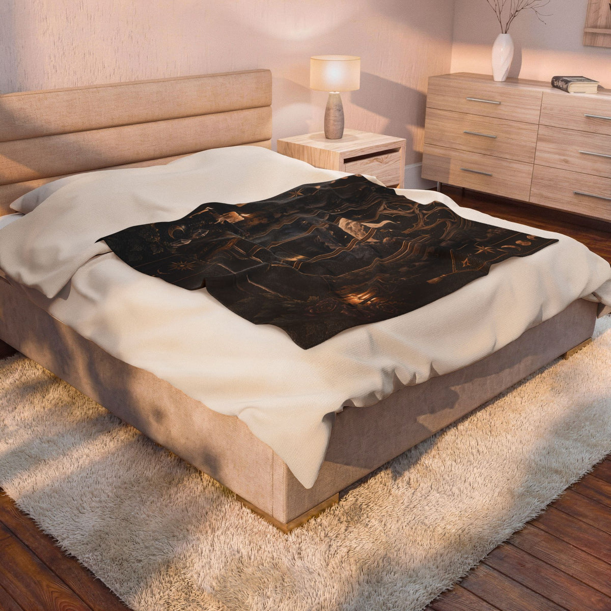 Velveteen Plush Blanket - Moonlit Gothic Window