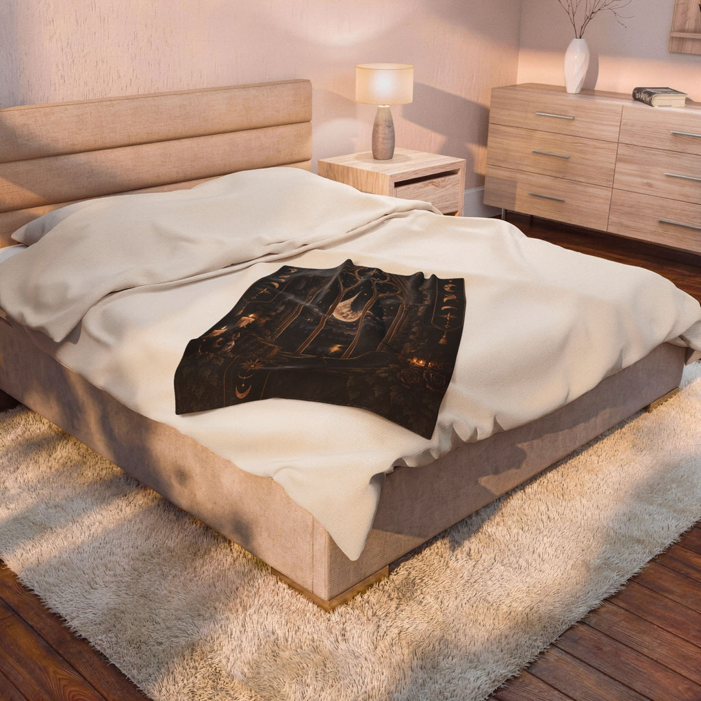 Velveteen Plush Blanket - Moonlit Gothic Window