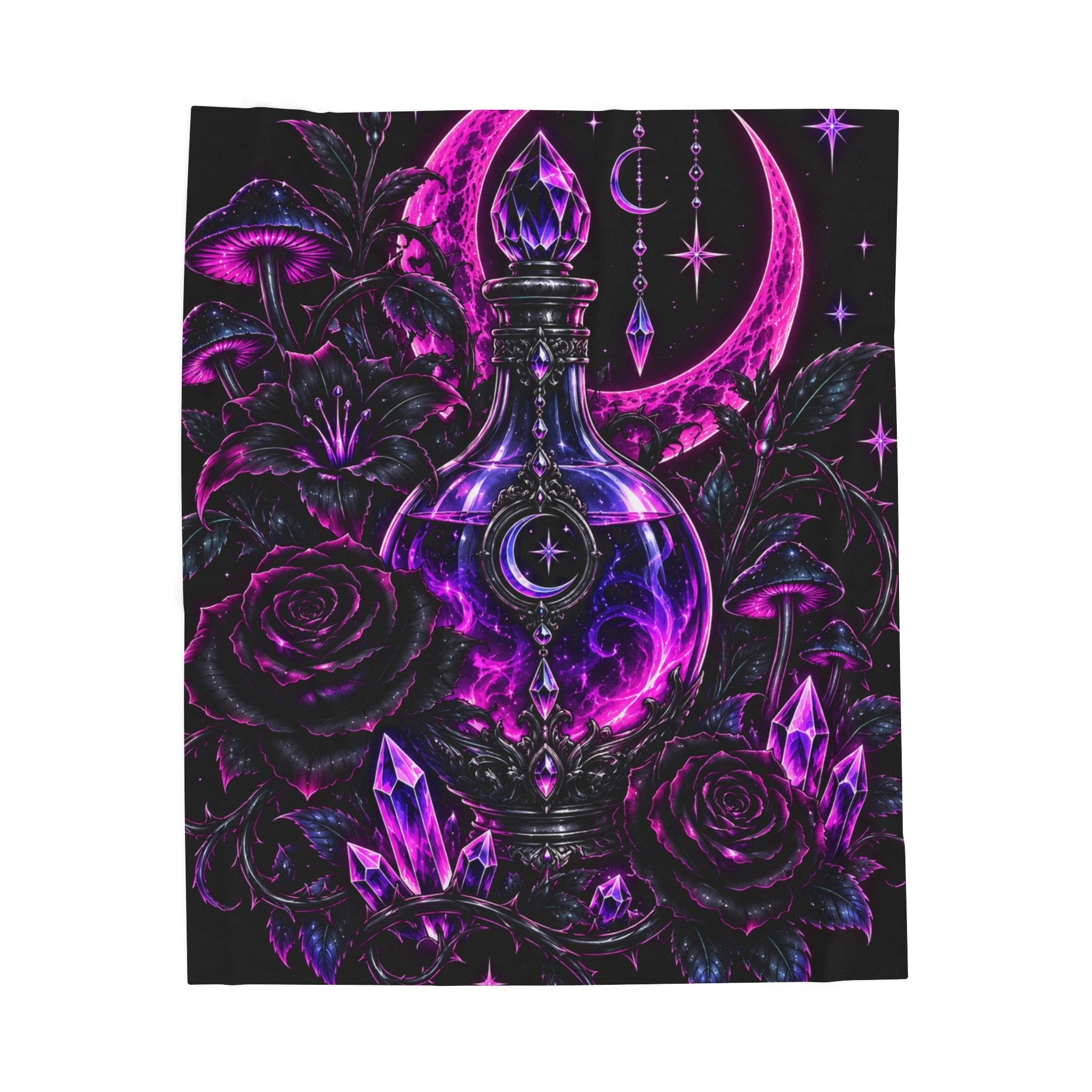 Neon Mystic Moon Potion Velveteen Plush Blanket