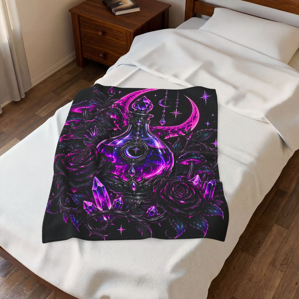 Neon Mystic Moon Potion Velveteen Plush Blanket