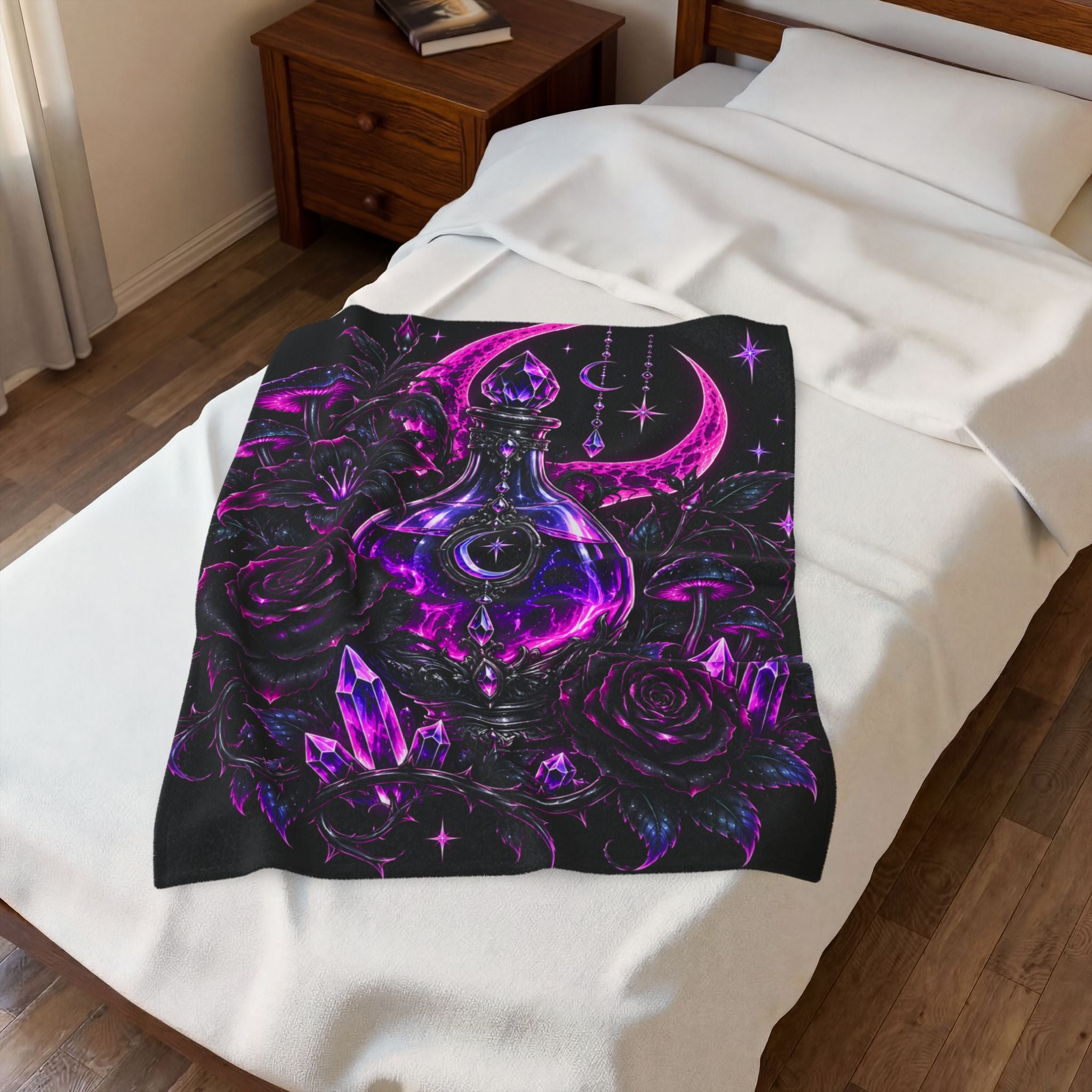 Neon Mystic Moon Potion Velveteen Plush Blanket