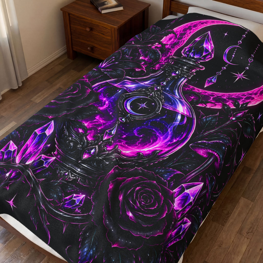 Neon Mystic Moon Potion Velveteen Plush Blanket