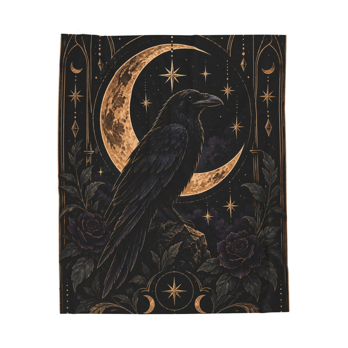 Velveteen Plush Blanket — Gothic Raven Moonlight Throw