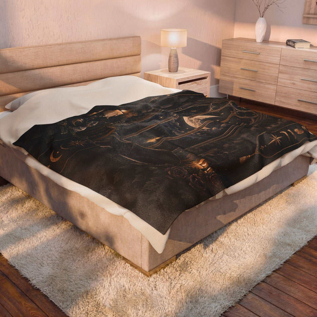 Velveteen Plush Blanket - Moonlit Gothic Window