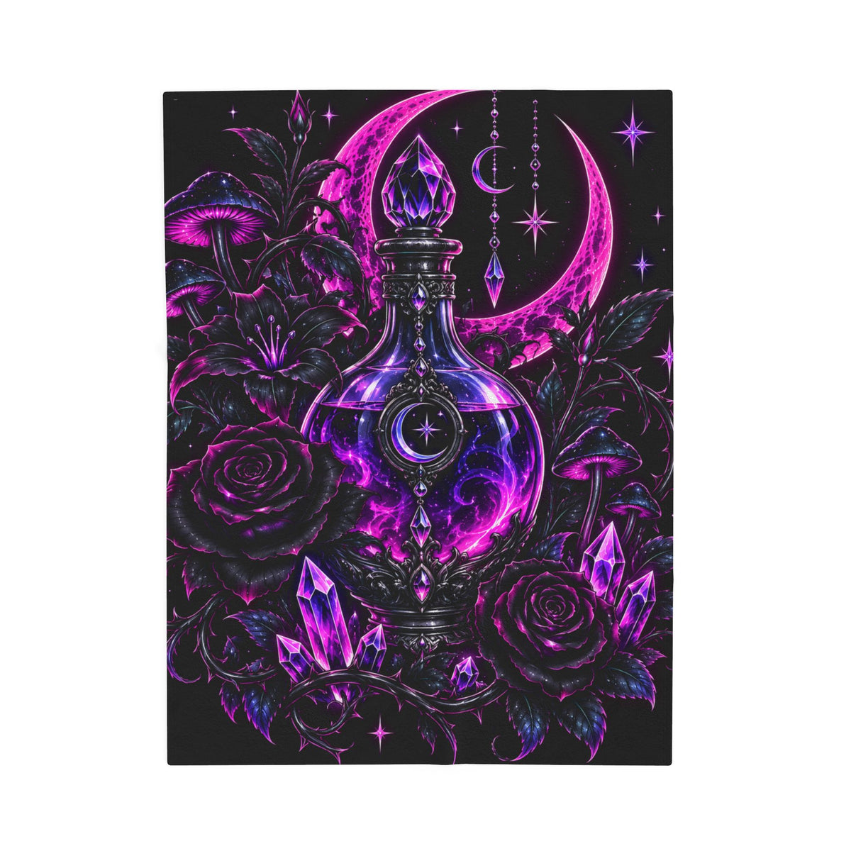 Neon Mystic Moon Potion Velveteen Plush Blanket
