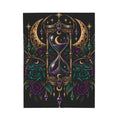Jewel-tone Mystic Hourglass Velveteen Plush Blanket — Gothic Moon & Jewel Floral Throw
