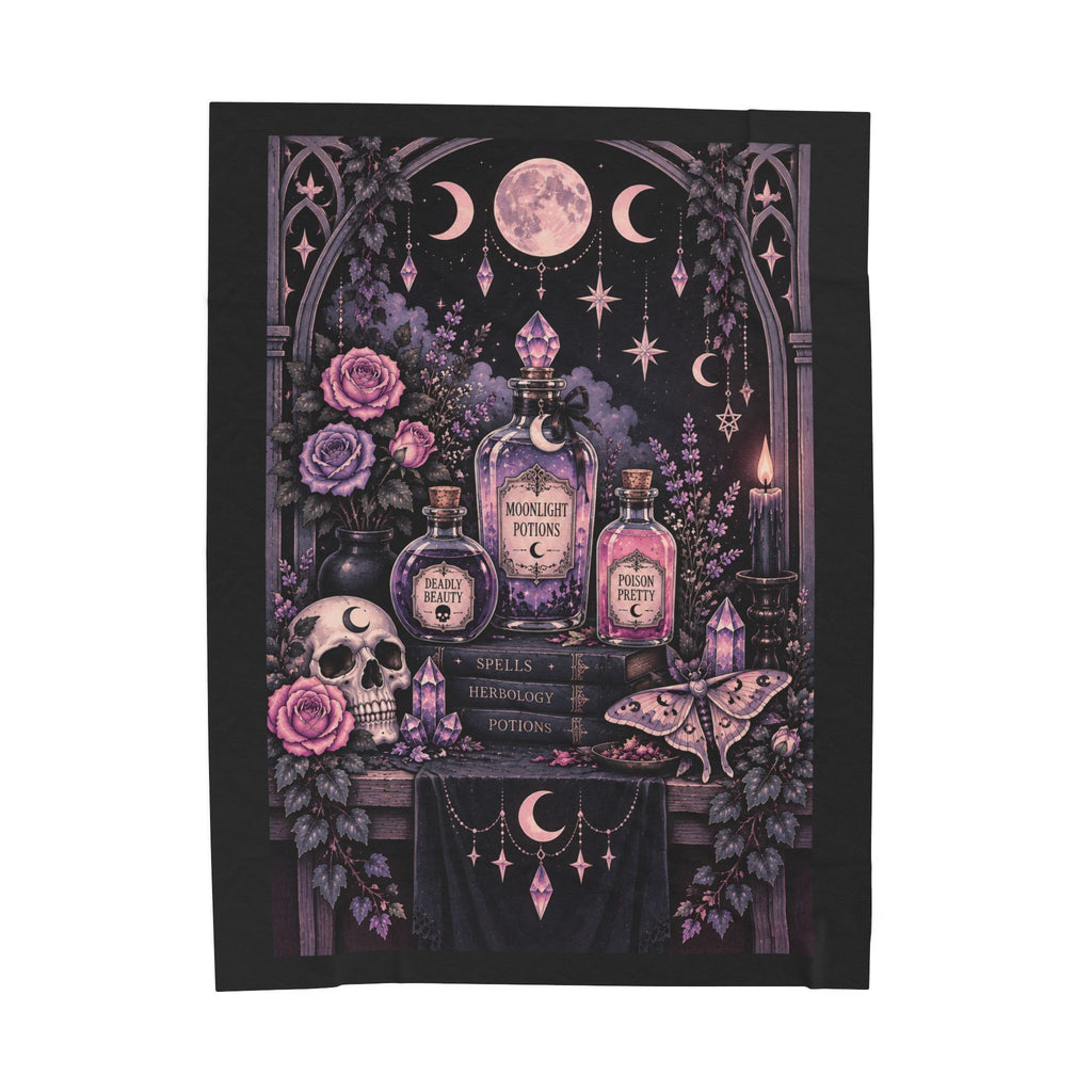 Pastel Mystic Apothecary Velveteen Plush Blanket — Moonlit Potion Gothic Throw