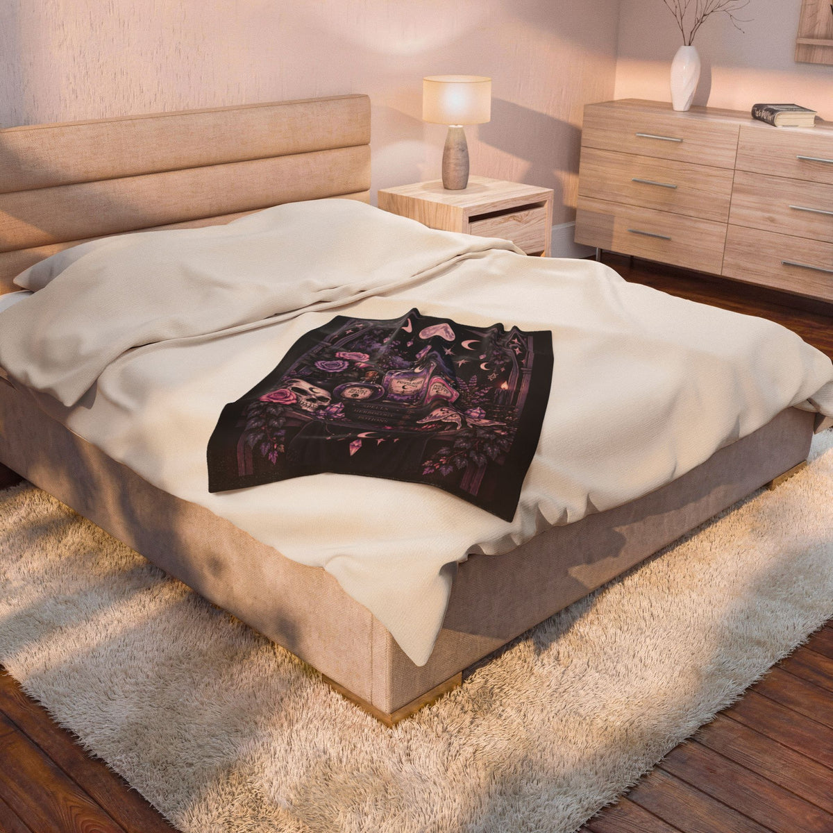 Pastel Mystic Apothecary Velveteen Plush Blanket — Moonlit Potion Gothic Throw