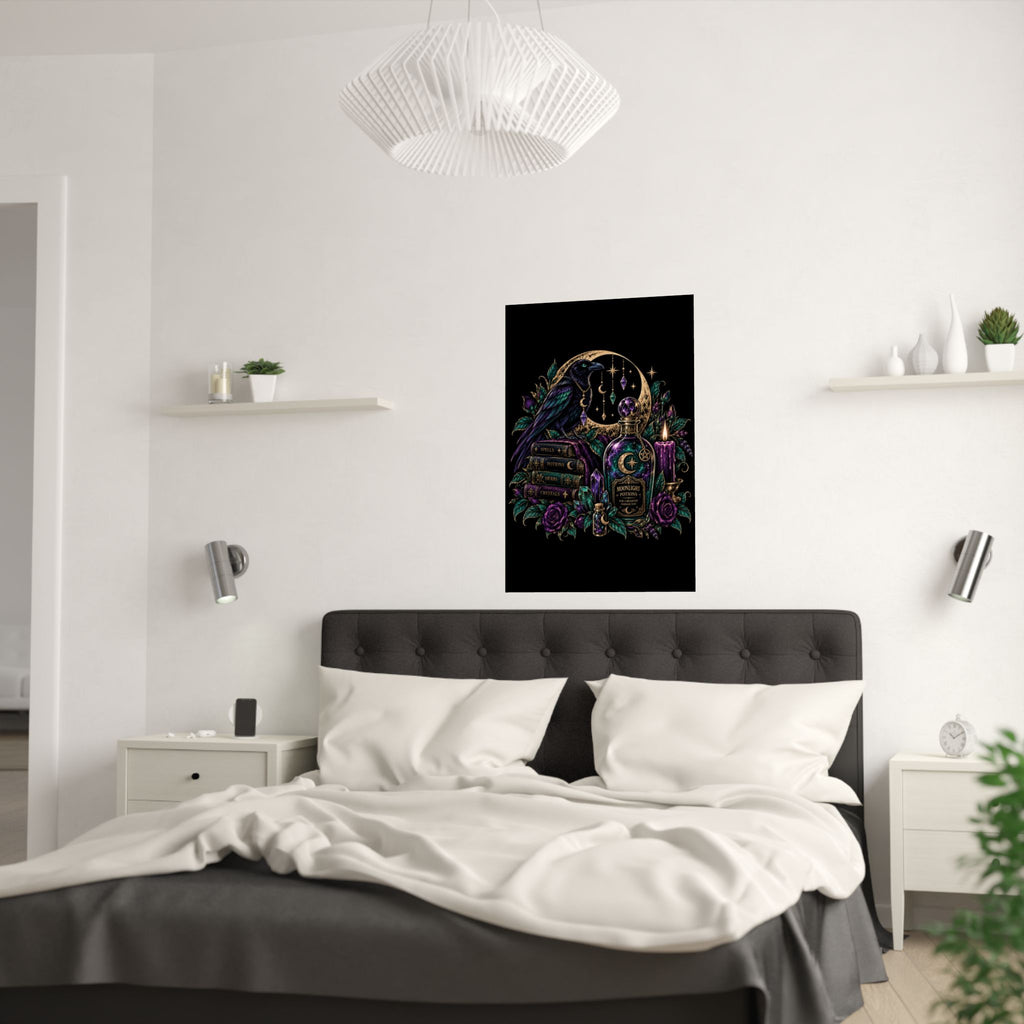 Jewel-tone Mystic Raven Potion Satin Poster
