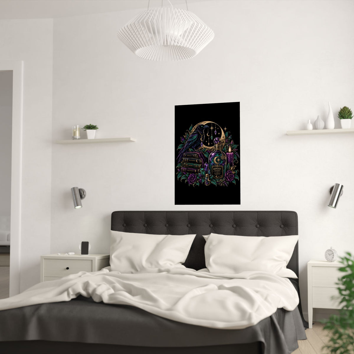 Jewel-tone Mystic Raven Potion Satin Poster