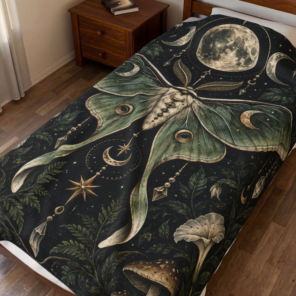 Velveteen Plush Blanket - Mystic Luna Moth