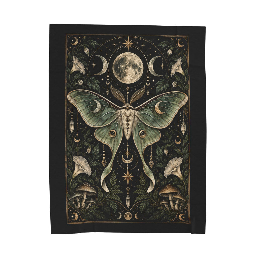 Shadow Velveteen Plush Blanket - Mystic Luna Moth