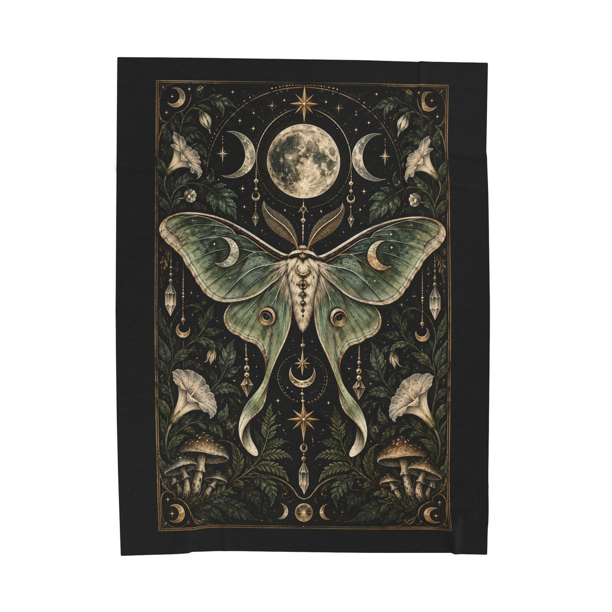 Shadow Velveteen Plush Blanket - Mystic Luna Moth