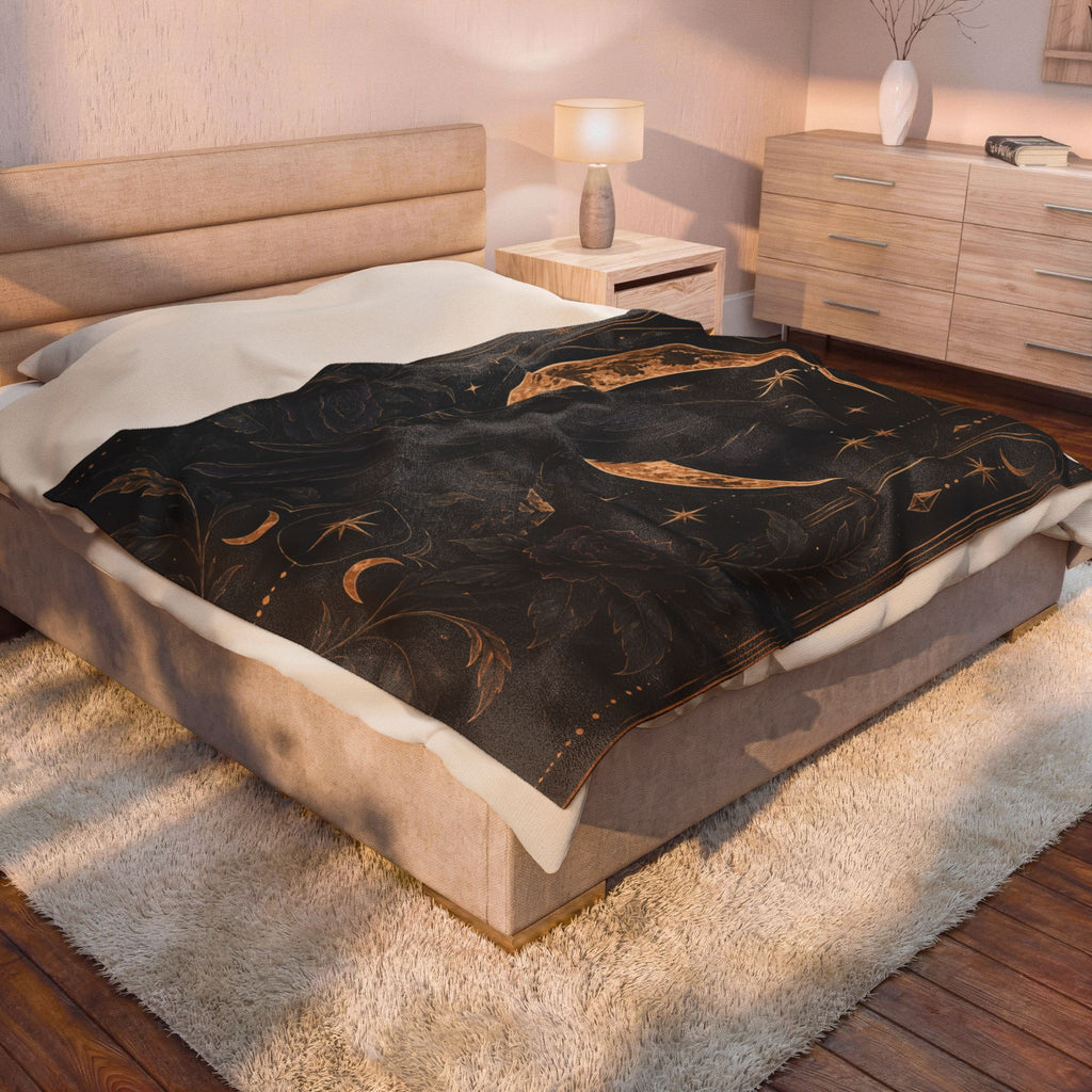 Velveteen Plush Blanket — Gothic Raven Moonlight Throw