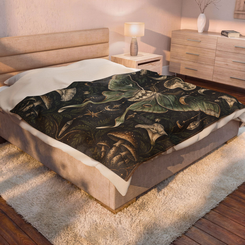 Velveteen Plush Blanket - Mystic Luna Moth