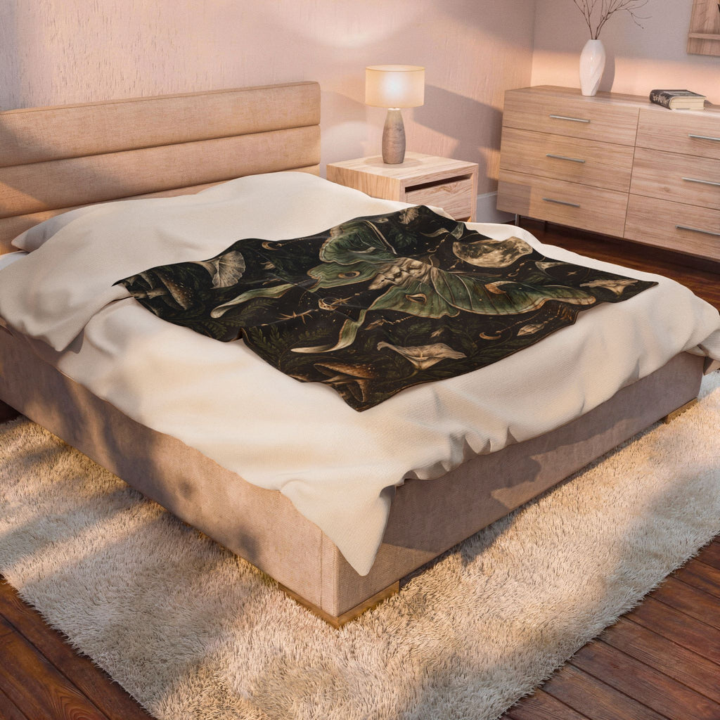 Velveteen Plush Blanket - Mystic Luna Moth