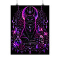 Neon Mystic Black Cat Satin Poster — Purple Gothic Witchcraft Wall Art