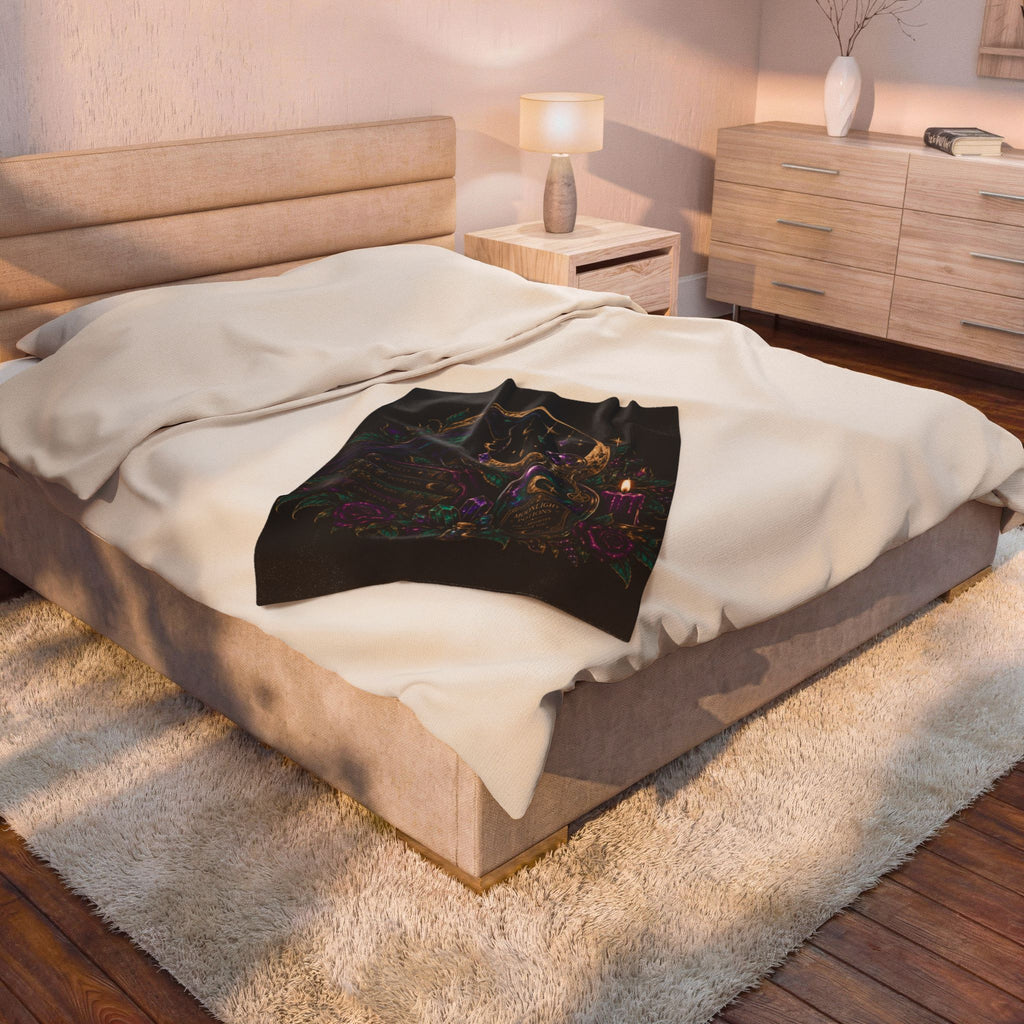 Jewel-tone Velveteen Plush Blanket — Moonlight Potions Raven Gothic Throw