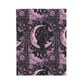 Pastel Mystic Moon Cat Velveteen Plush Blanket — Gothic Black Cat on Crescent Moon, Cozy Witchy Throw