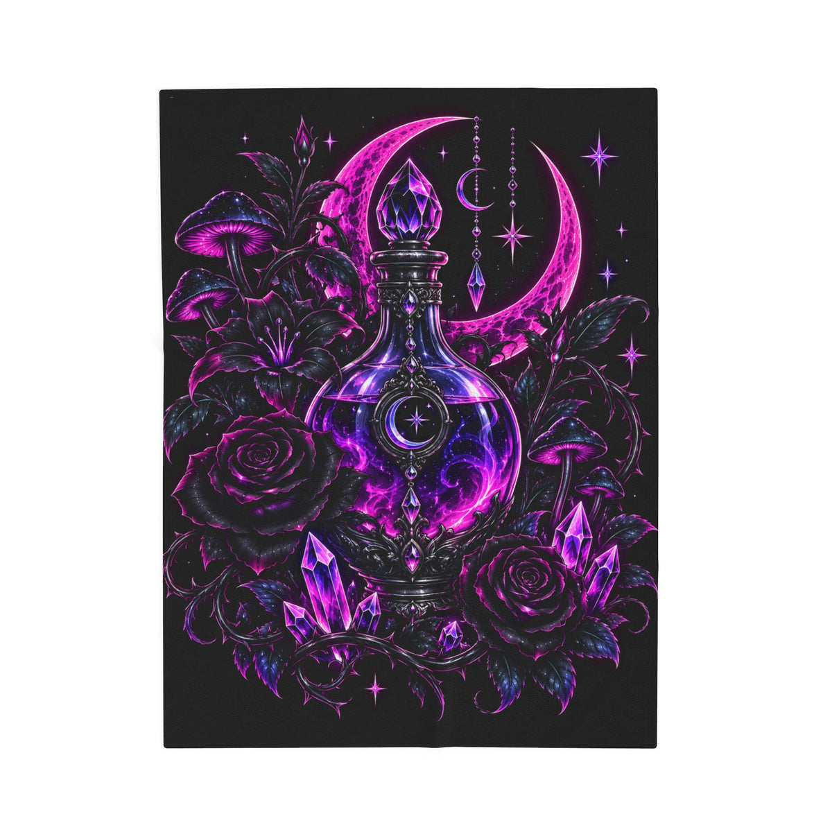 Neon Mystic Moon Potion Velveteen Plush Blanket