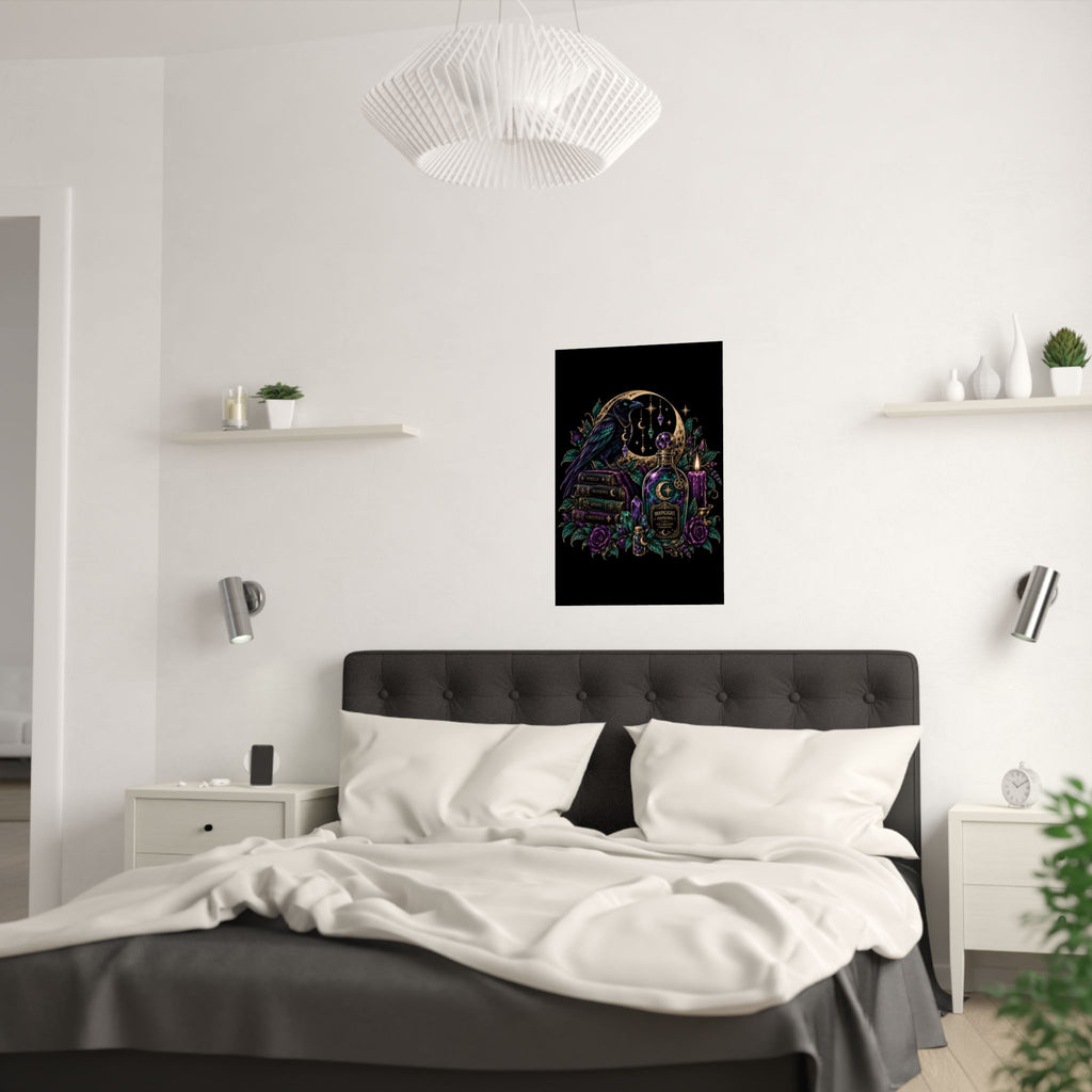 Jewel-tone Mystic Raven Potion Satin Poster