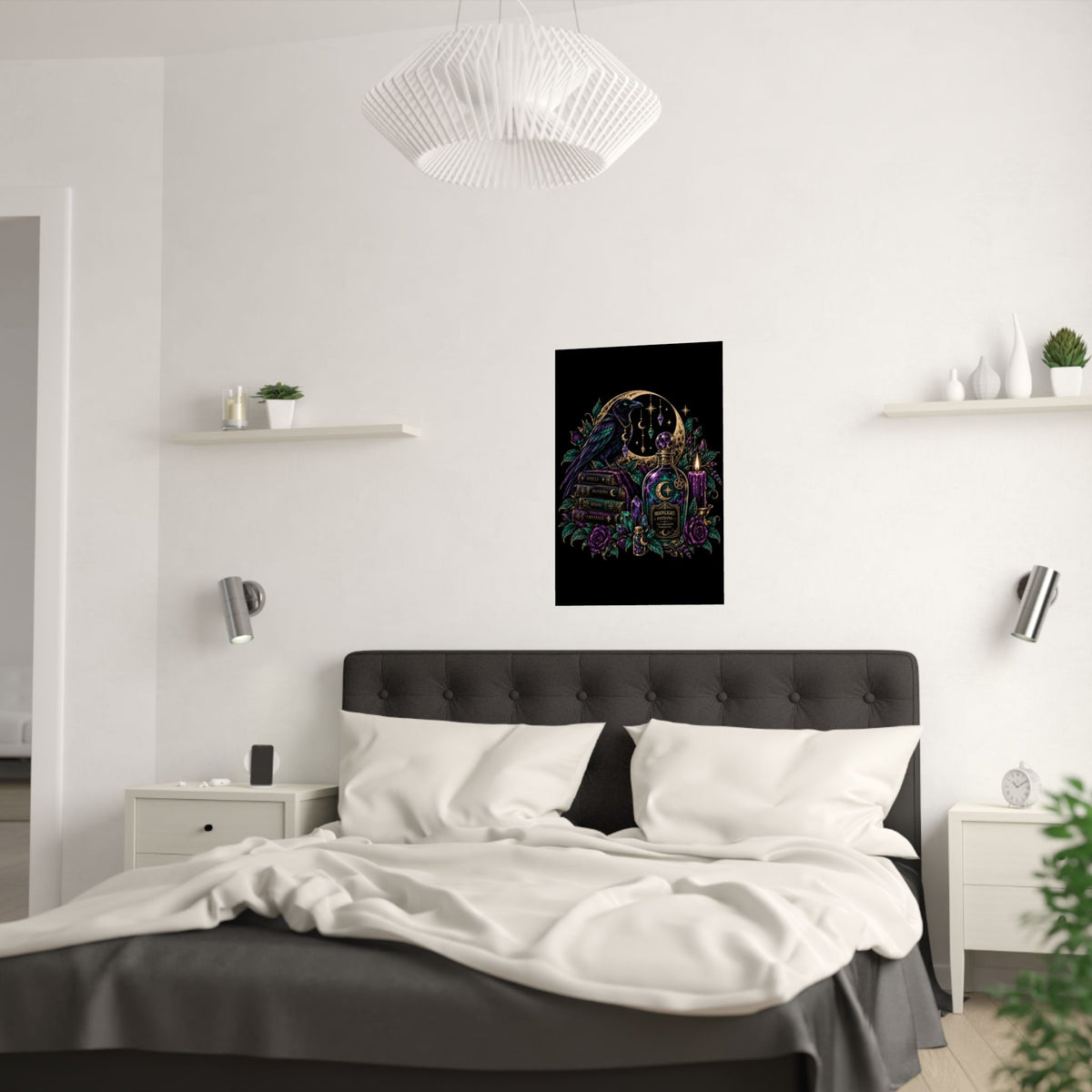 Jewel-tone Mystic Raven Potion Satin Poster