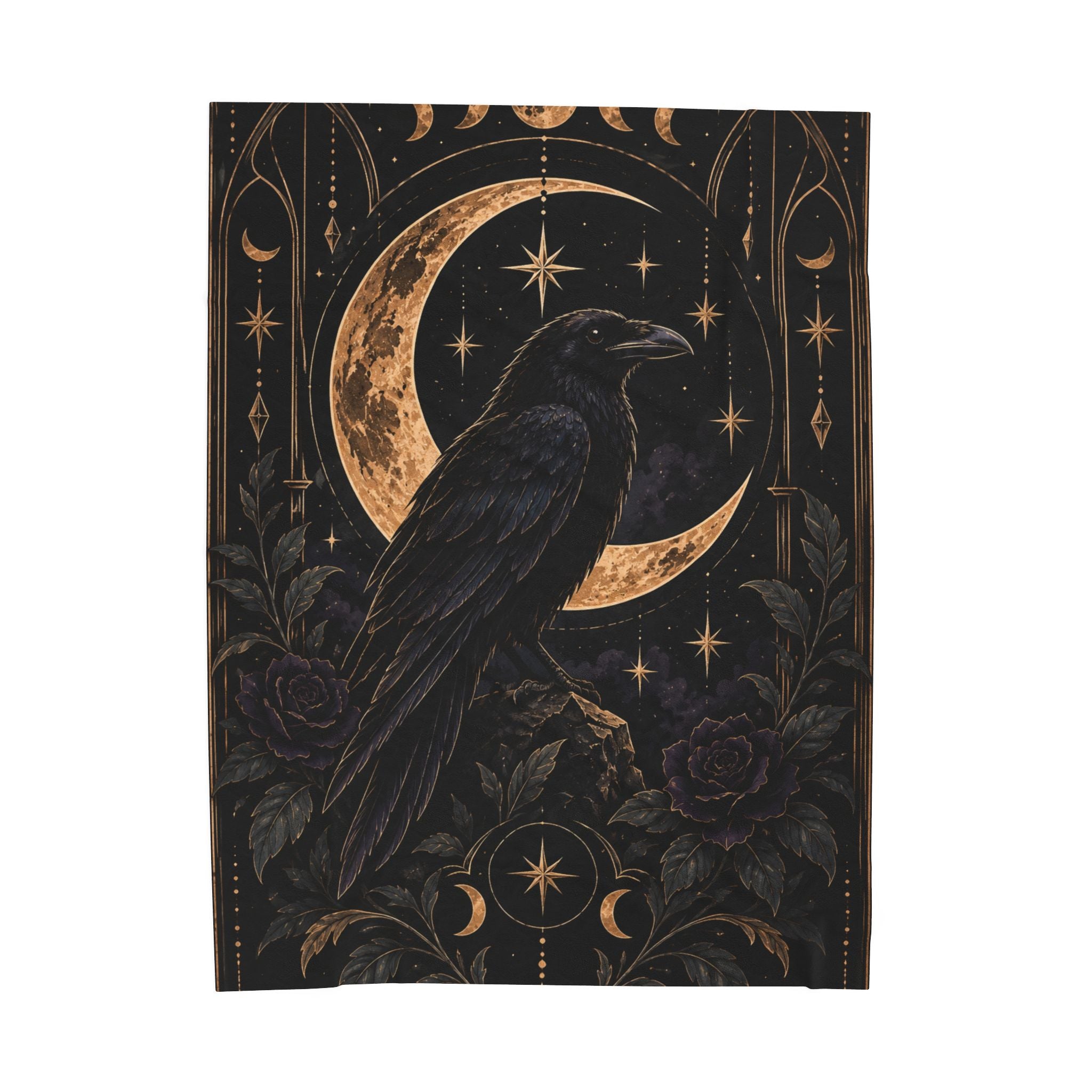 Velveteen Plush Blanket — Gothic Raven Moonlight Throw