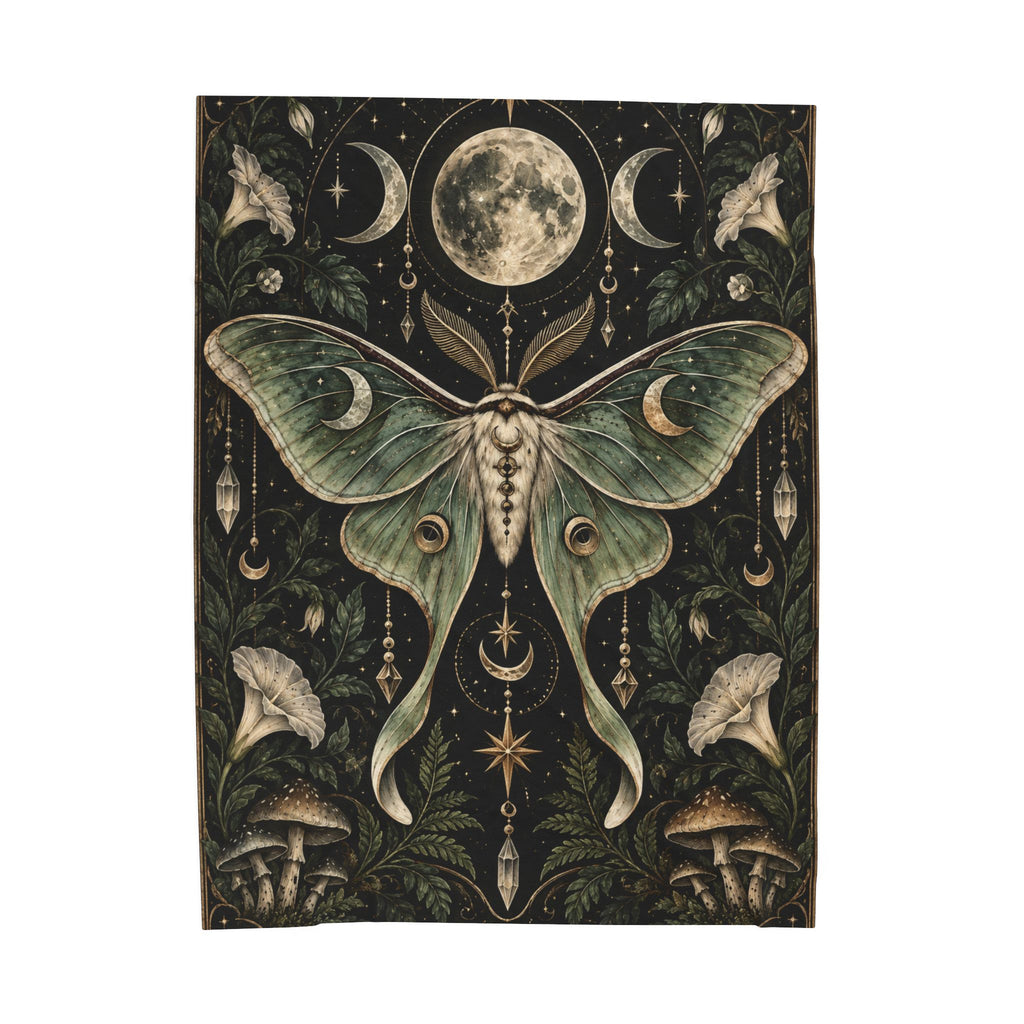 Velveteen Plush Blanket - Mystic Luna Moth
