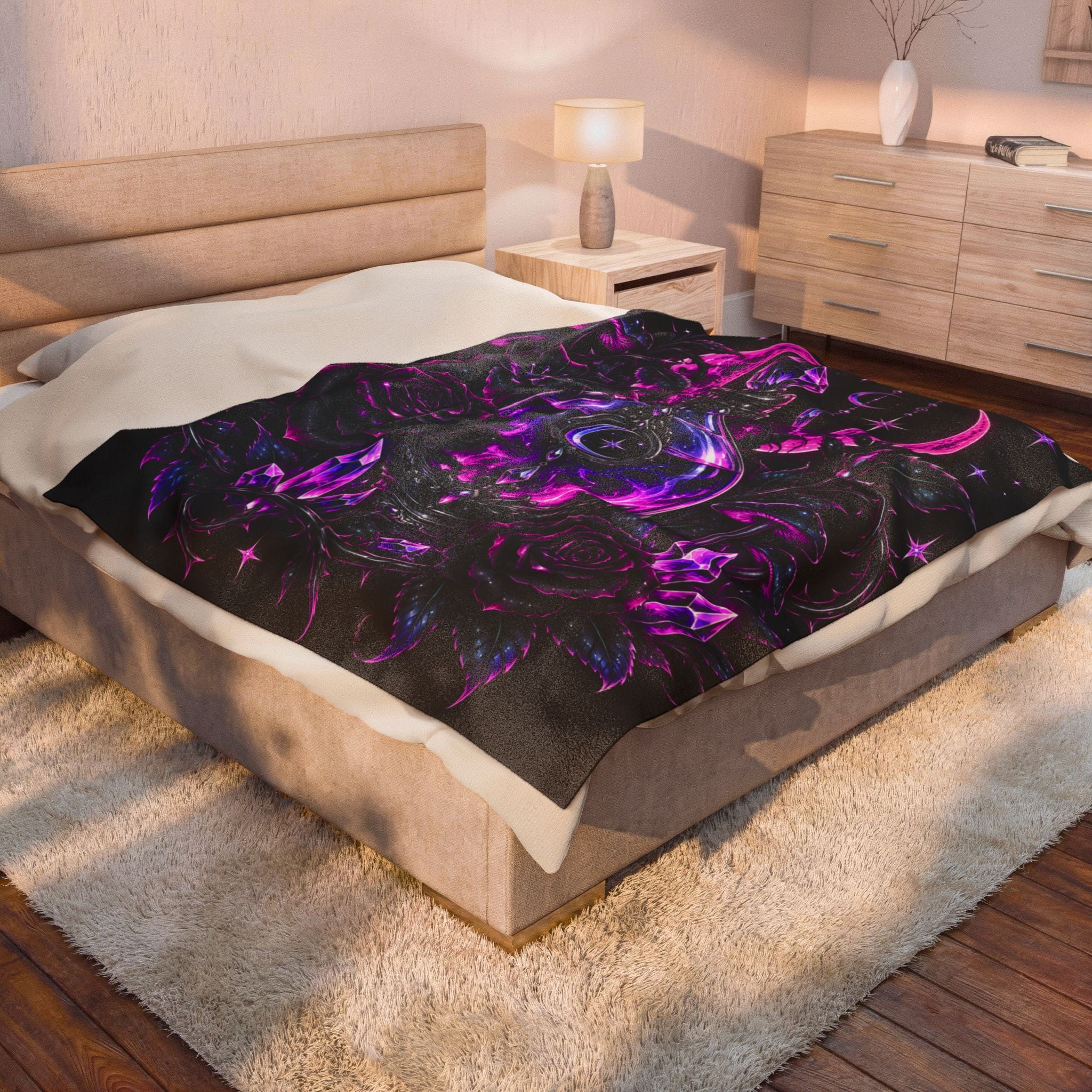 Neon Mystic Moon Potion Velveteen Plush Blanket