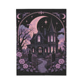 Pastel Haunted Victorian Mansion Velveteen Plush Blanket — Moonlit Gothic Throw
