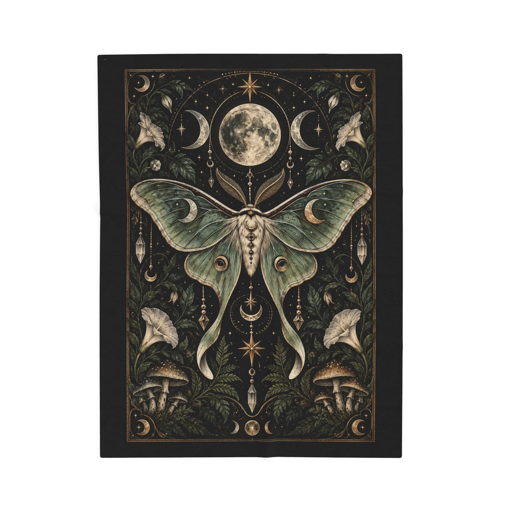 Shadow Velveteen Plush Blanket - Mystic Luna Moth
