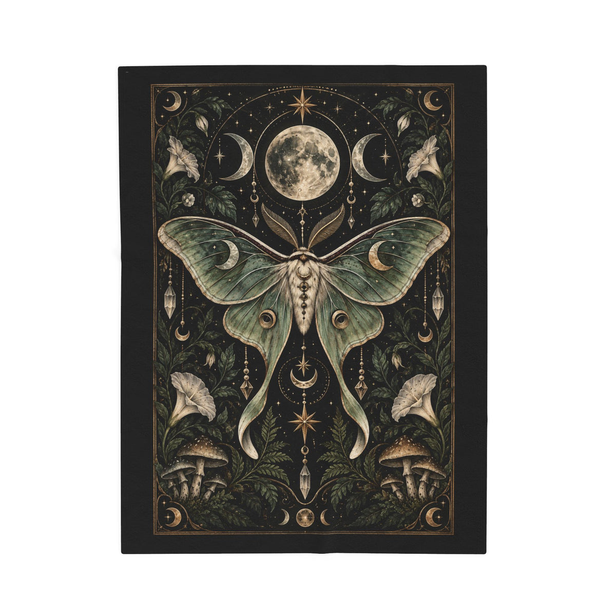 Shadow Velveteen Plush Blanket - Mystic Luna Moth